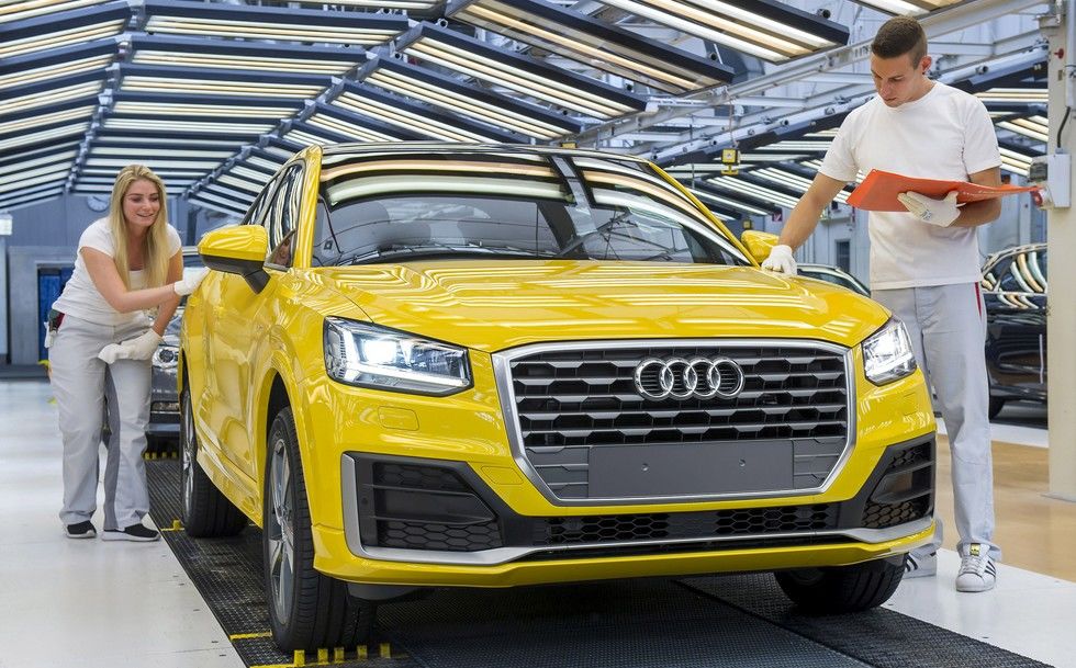 Start of series production of Audi Q2 at main plant in Ingolstadt – employees applies their...