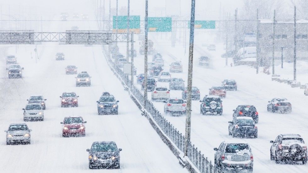 Rush Hour - Blizzard on the Road and bad Visibility - all logo, company and car plate removed or...