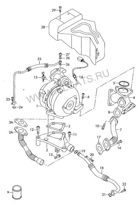 Ремонт турбины Garrett 783762-5002S на Volkswagen Touareg 3.0 TDI USA с двигателем CATA