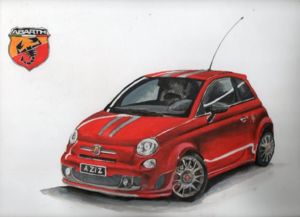 Fiat 500 Abarth. А-3. Гуашь.